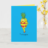 Fineapple -おもしろいなパイナップルビキニの挨拶状 カード (黄色い花)