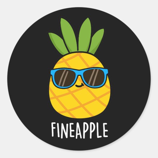 Fineapple おもしろい Pineapple Pun Dark BG ラウンドシール (正面)