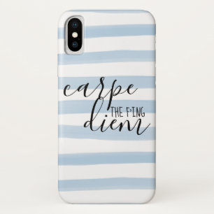 F'ing Diemブルーのパターストライプン iPhone X ケース