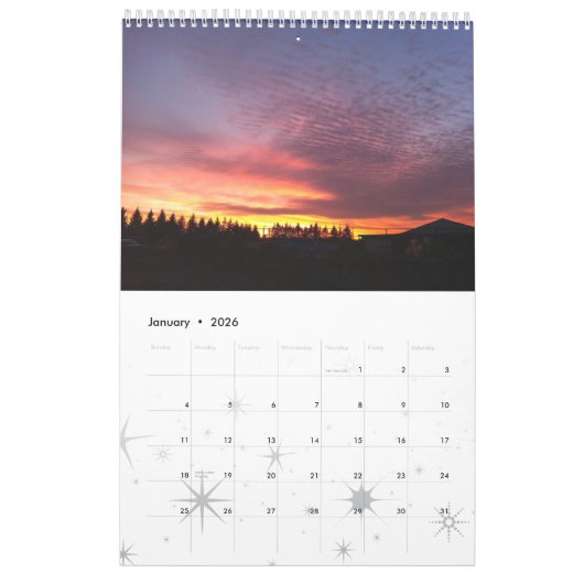 finger湖の地域からの眺め カレンダー (1月 2026)