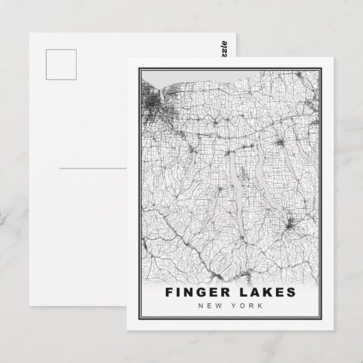 Finger Lakes Map ポストカード (正面/裏面)