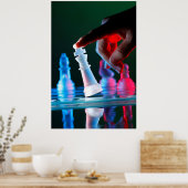 Finger tilting a chess piece on Chess Board ポスター (キッチン)