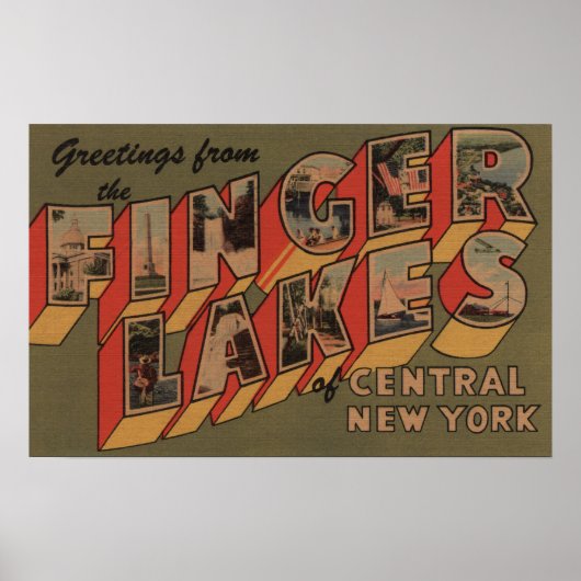 Fingerlakes, New York - Large Letter Scenes ポスター (正面)