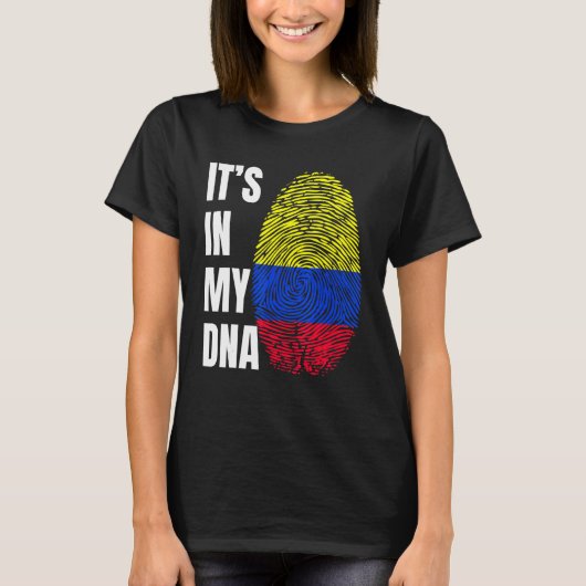 Fingerprint DNA Biometry Colombian Flag Colombia Tシャツ (正面)