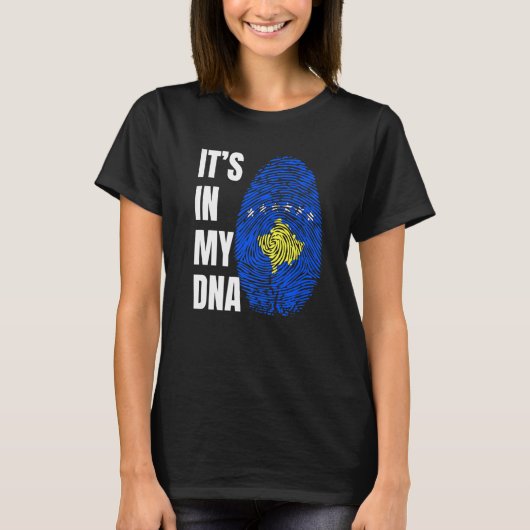 Fingerprint DNA Biometry Cosovarian Flag Kosovo   Tシャツ (正面)