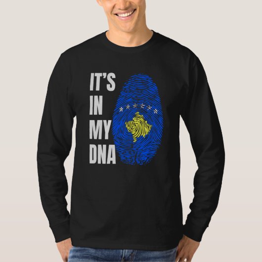Fingerprint DNA Biometry Cosovarian Flag Kosovo Tシャツ (正面)