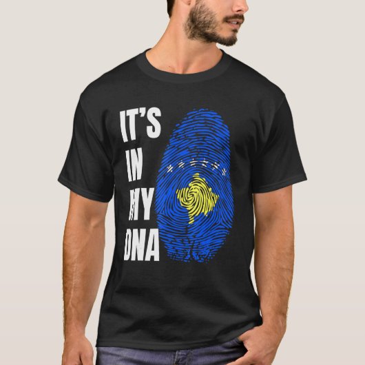Fingerprint DNA Biometry Cosovarian Flag Kosovo Tシャツ (正面)