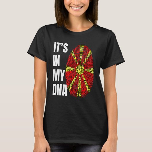 Fingerprint DNA Biometry Flag North Macedonia Tシャツ (正面)