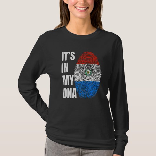 Fingerprint DNA Biometry Flag Paraguay Tシャツ (正面)