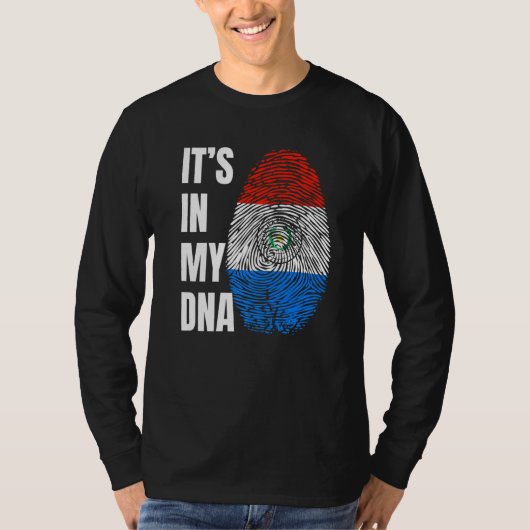 Fingerprint DNA Biometry Flag Paraguay Tシャツ (正面)