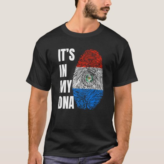 Fingerprint DNA Biometry Flag Paraguay Tシャツ (正面)