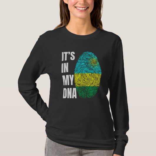 Fingerprint DNA Biometry Flag Rwanda Tシャツ (正面)