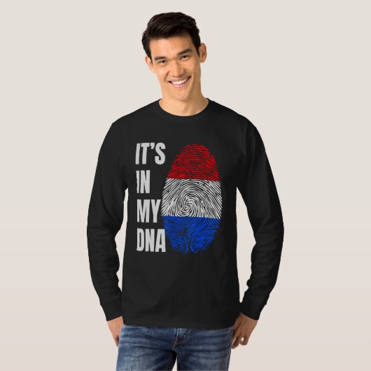 Fingerprint DNA Biometry Holland Flag Netherlands Tシャツ (正面フル)