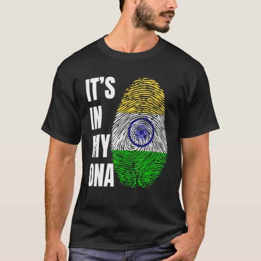 Fingerprint DNA Biometry Indian Flag India Tシャツ (正面)