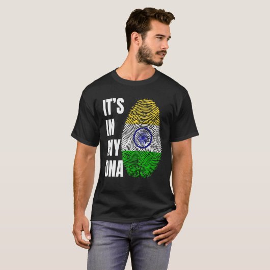 Fingerprint DNA Biometry Indian Flag India Tシャツ (正面フル)