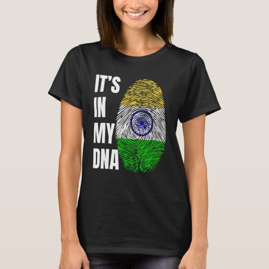 Fingerprint DNA Biometry Indian Flag India Tシャツ (正面)