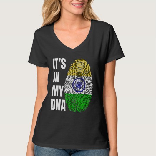 Fingerprint DNA Biometry Indian Flag India Tシャツ (正面)
