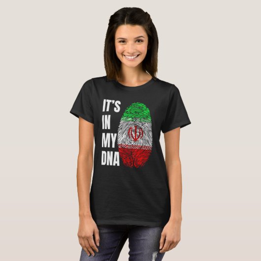 Fingerprint DNA Biometry Iranian Flag Iran Tシャツ (正面フル)