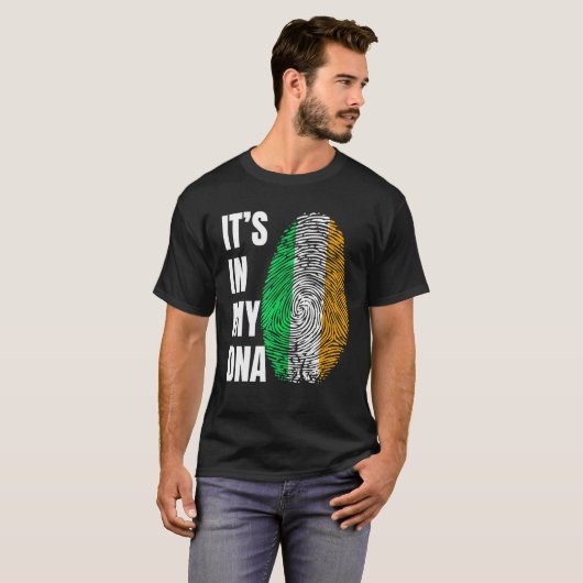 Fingerprint DNA Biometry Irish Flag Ireland Tシャツ (正面フル)