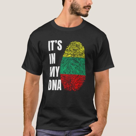 Fingerprint DNA Biometry Lithuanian Flag Lithuania Tシャツ (正面)