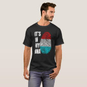 Fingerprint DNA Biometry Luxembourg Flag Luxembour Tシャツ (正面フル)