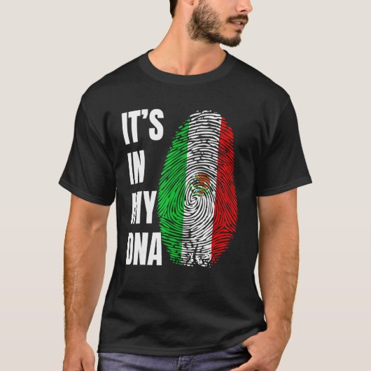 Fingerprint DNA Biometry Mexican Flag Mexico Tシャツ (正面)
