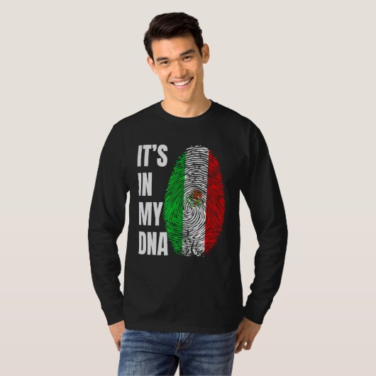 Fingerprint DNA Biometry Mexican Flag Mexico Tシャツ (正面フル)