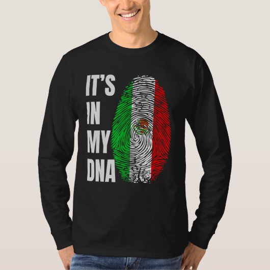 Fingerprint DNA Biometry Mexican Flag Mexico Tシャツ (正面)
