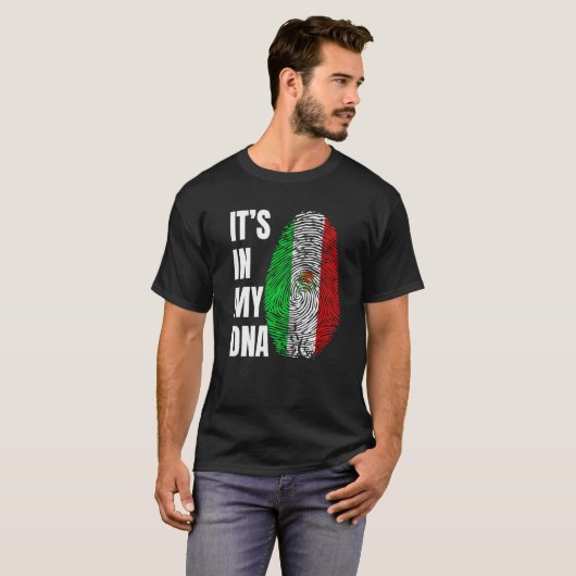Fingerprint DNA Biometry Mexican Flag Mexico Tシャツ (正面フル)