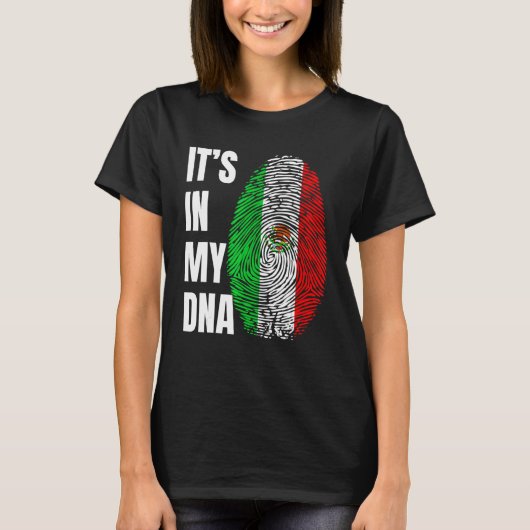 Fingerprint DNA Biometry Mexican Flag Mexico Tシャツ (正面)