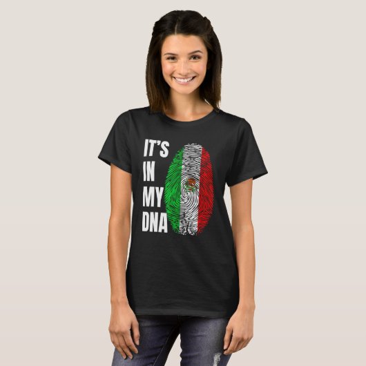 Fingerprint DNA Biometry Mexican Flag Mexico Tシャツ (正面フル)
