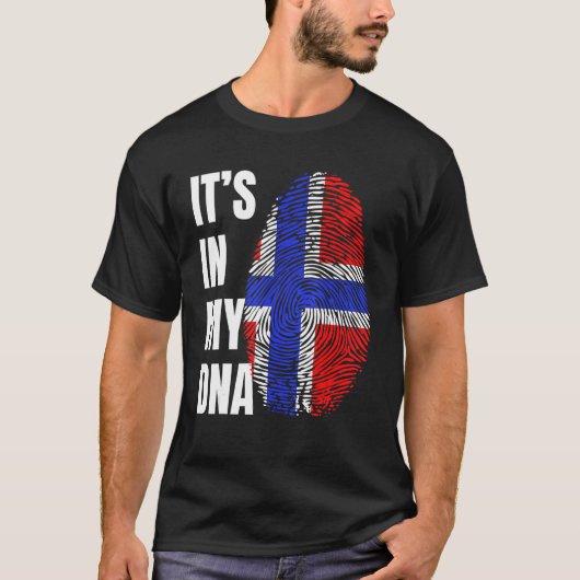 Fingerprint DNA Biometry Norwegian Flag Tシャツ (正面)