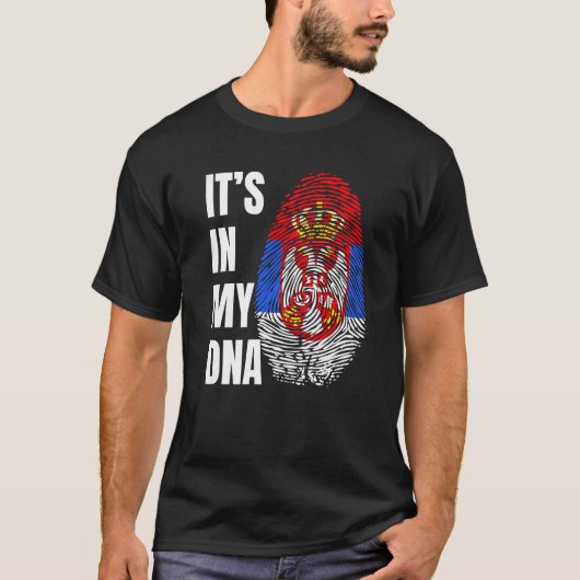 Fingerprint DNA Biometry Serbian Flag Tシャツ (正面)