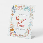 Fingerprint Guest Book Coastal Ocean Bridal Shower 台座サイン (正面)