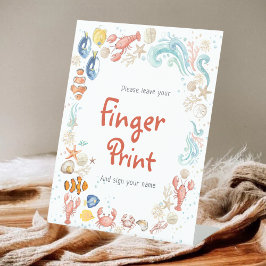Fingerprint Guest Book Coastal Ocean Bridal Shower 台座サイン