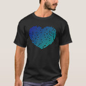 Fingerprint Shape Heart Forensic Science Valentine Tシャツ (正面)