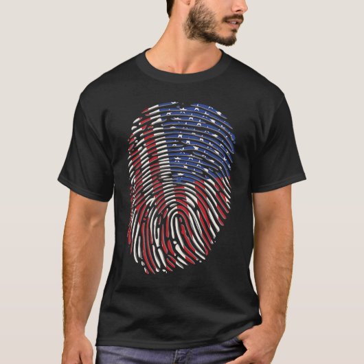 Fingerprint USA Flag for Men and Women Tシャツ (正面)