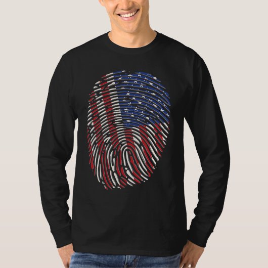 Fingerprint USA Flag for Men and Women Tシャツ (正面)