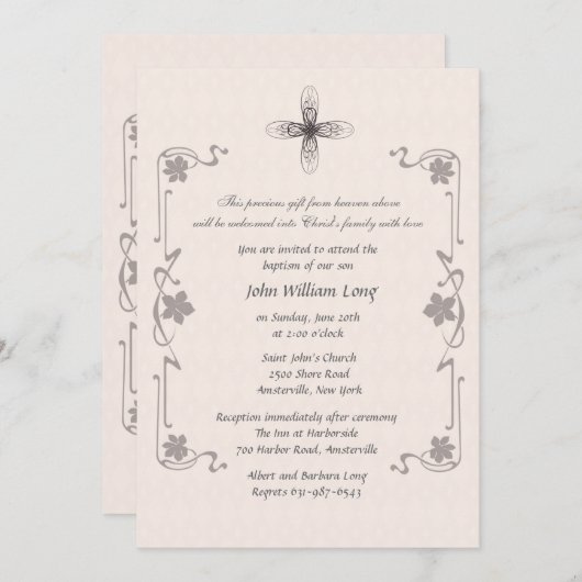 Finialの十字の宗教招待状 招待状 (正面/裏面)