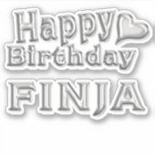 Finja Happy Birthday silver Aufkleber Sticker シール (正面)