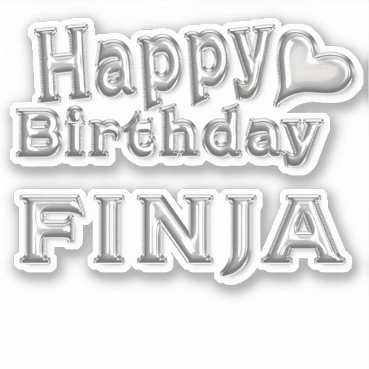 Finja Happy Birthday silver Aufkleber Sticker シール (正面)