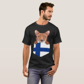 Finland Flag Basenji Dog In Pocket Tシャツ (正面フル)