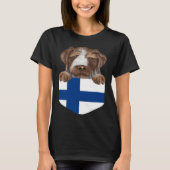 Finland Flag German Wirehaired Pointer Dog In Pock Tシャツ (正面)