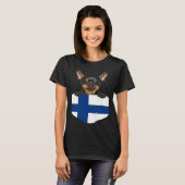 Finland Flag Miniature Pinscher Dog In Pocket Tシャツ (正面フル)