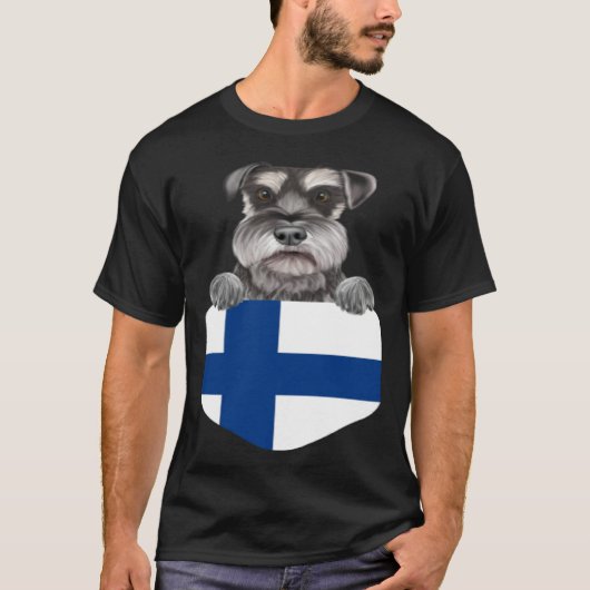 Finland Flag Miniature Schnauzer Dog In Pocket Tシャツ (正面)