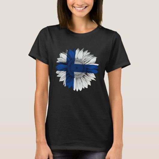 Finland Flag Sunflower Finn Roots Proud Patriotic Tシャツ (正面)