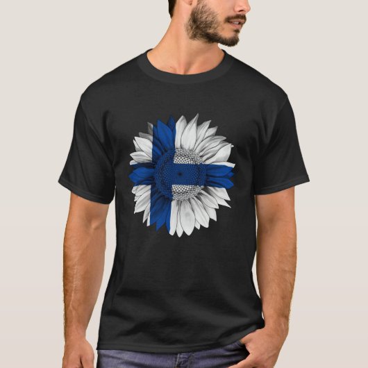 Finland Flag Sunflower Finn Roots Proud Patriotic Tシャツ (正面)