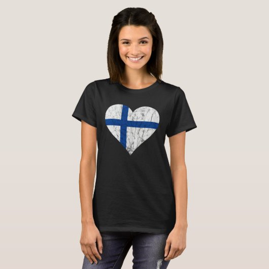 Finland Heart Suomi Finnish Flag Sisu Fin Pride Tシャツ (正面フル)