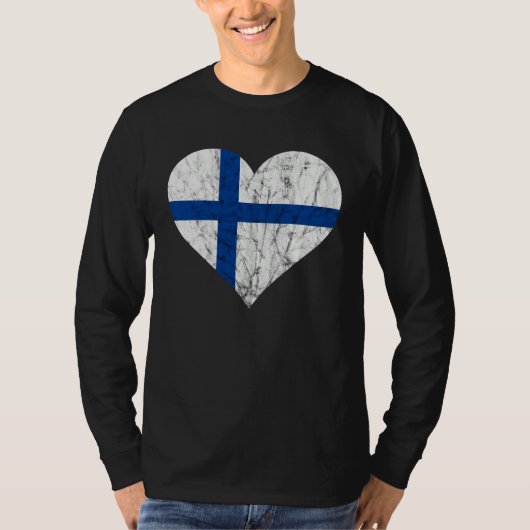 Finland Heart Suomi Finnish Flag Sisu Fin Pride Tシャツ (正面)