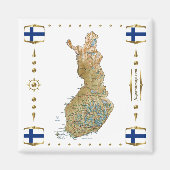 Finland Map + Flags Magnet マグネット (正面)